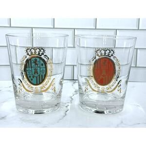 Federal Glass Baronet Castle Shield 2 Piece Set Vintage